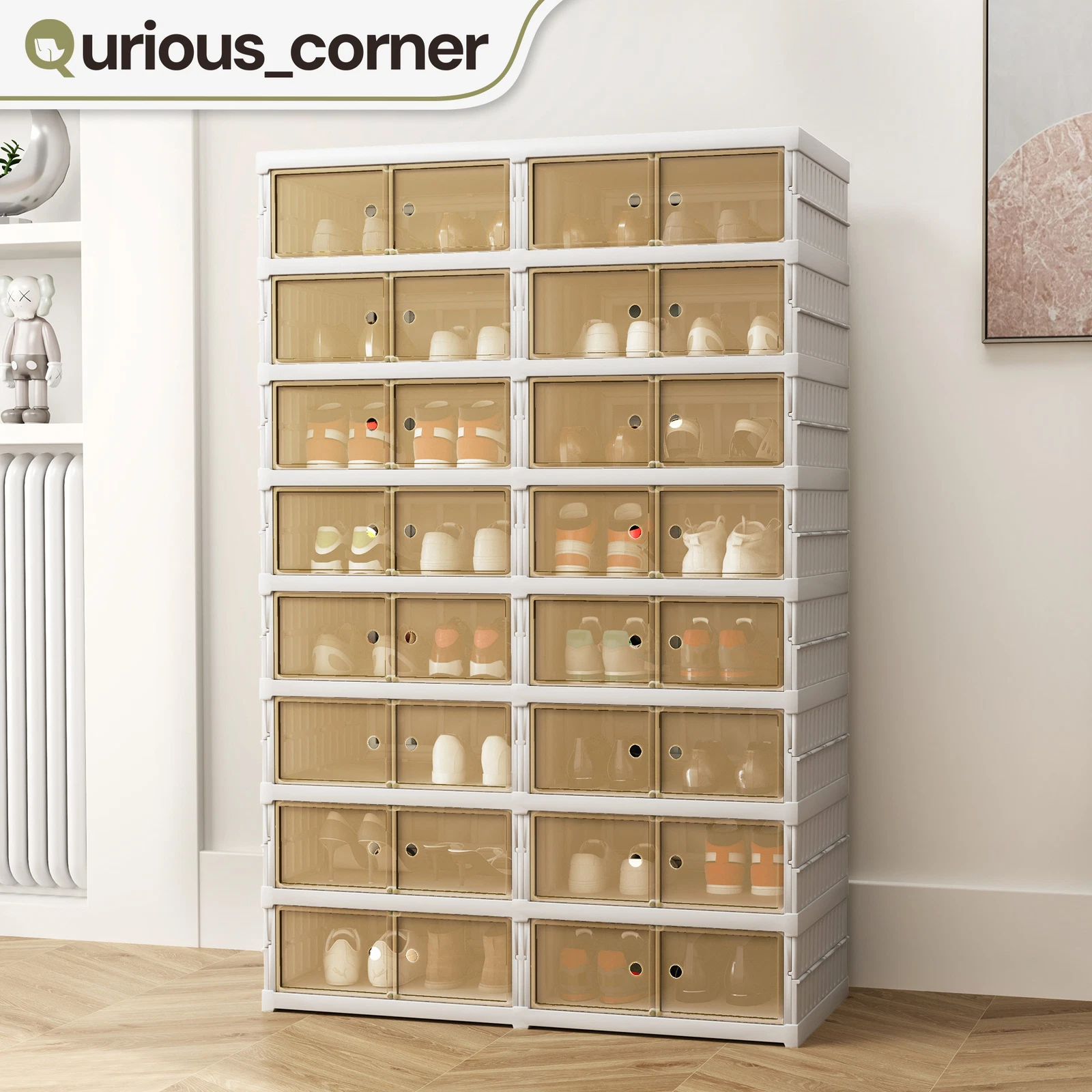 32 Pairs 8 Layers Shoe Rack Standing Cabinet Stora